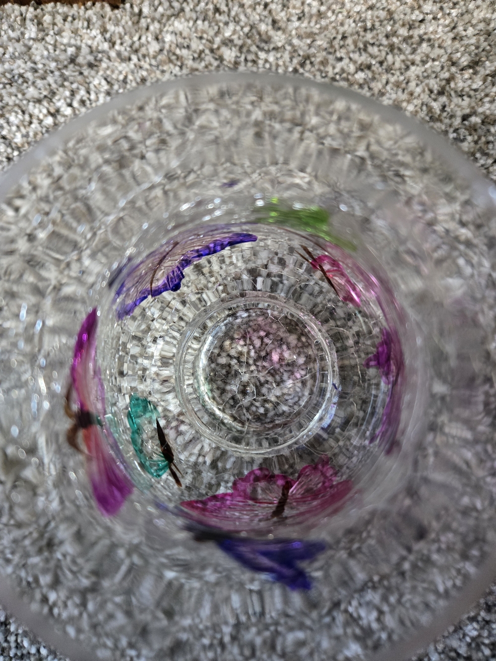 Hand-Painted Glass Butterfly Votive - Pink & Purple Candle Holder - Picture 3 of 4